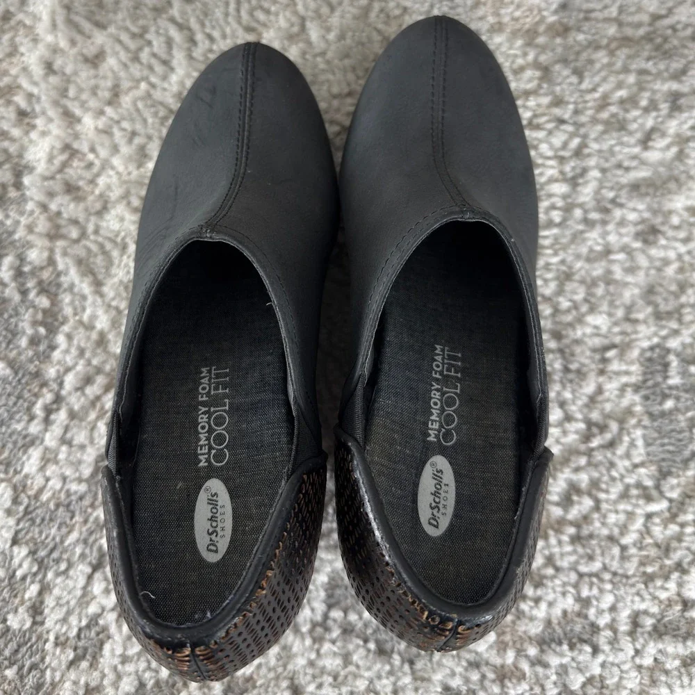 Dr. Scholls Size 7.5 Perforated Wedge Heel Ankle Booties Black‎ Women